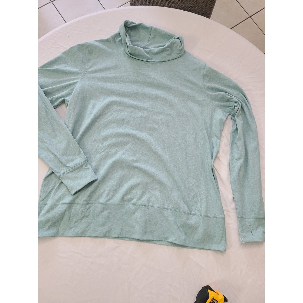 Gaiam Pullover Women XXL Light Green Good Cowl Neck Thumbhole Activewear Top